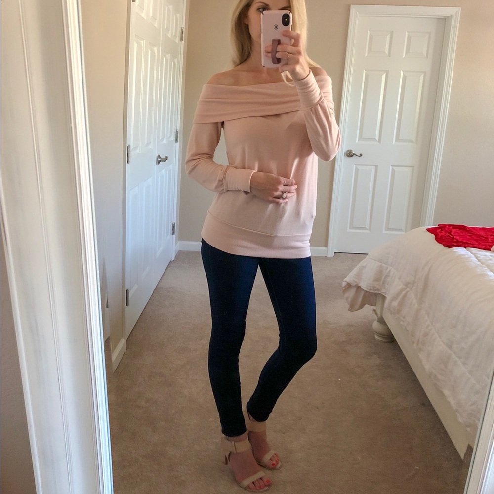 NWOT Light Pink Off the Shoulder Sweater XS